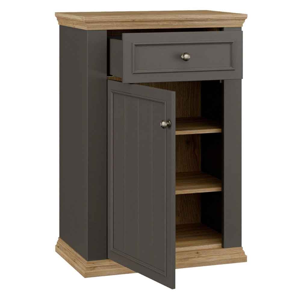 Parenzo Wooden Shoe Storage Cabinet in Wolfram Grey and Mauvella Oak