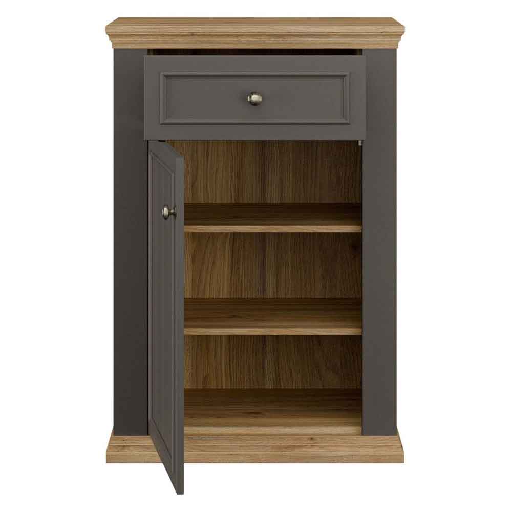 Parenzo Wooden Shoe Storage Cabinet in Wolfram Grey and Mauvella Oak