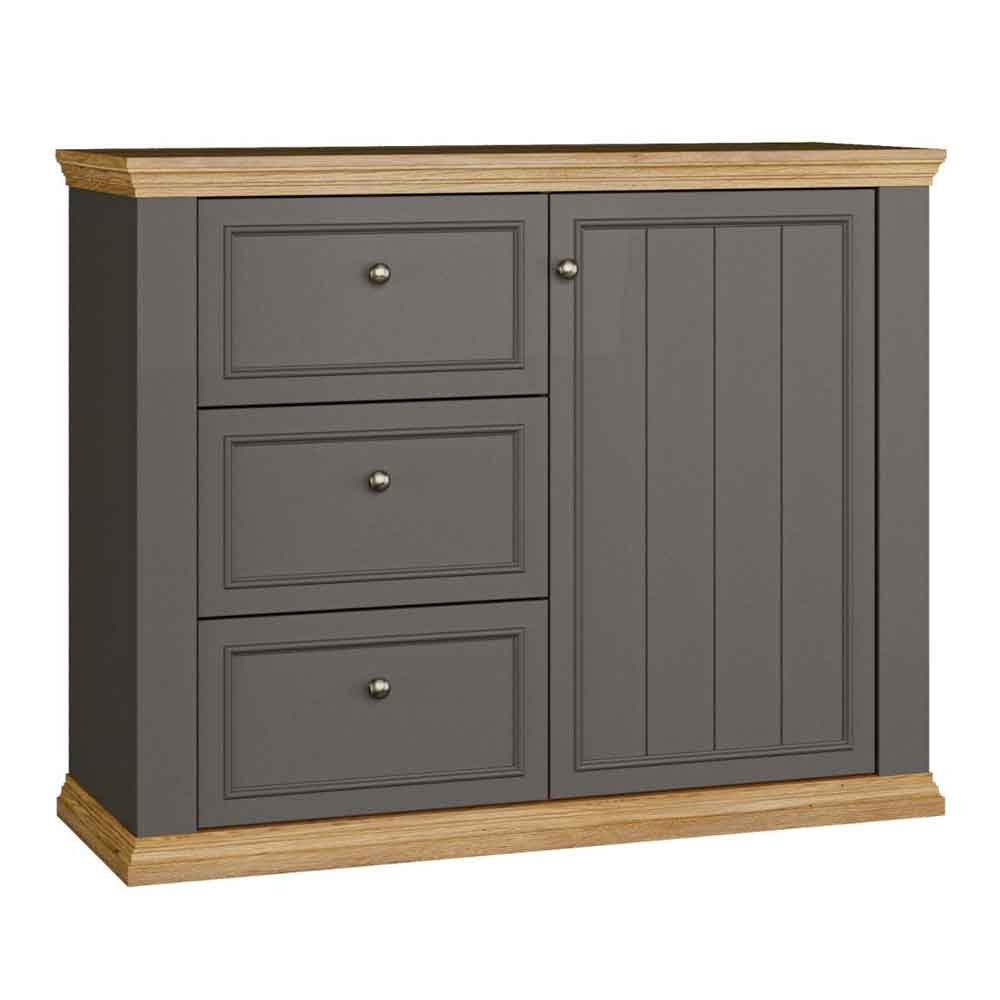 Parenzo Wooden Sideboard with 1 Door 3 Drawers in Wolfram Grey and Mauvella Oak