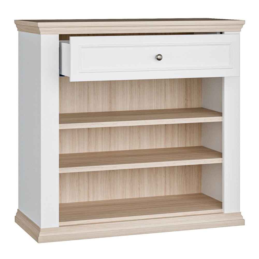 Parenzo Wooden Sideboard with 2 Doors 1 Drawer in White and Riva Oak