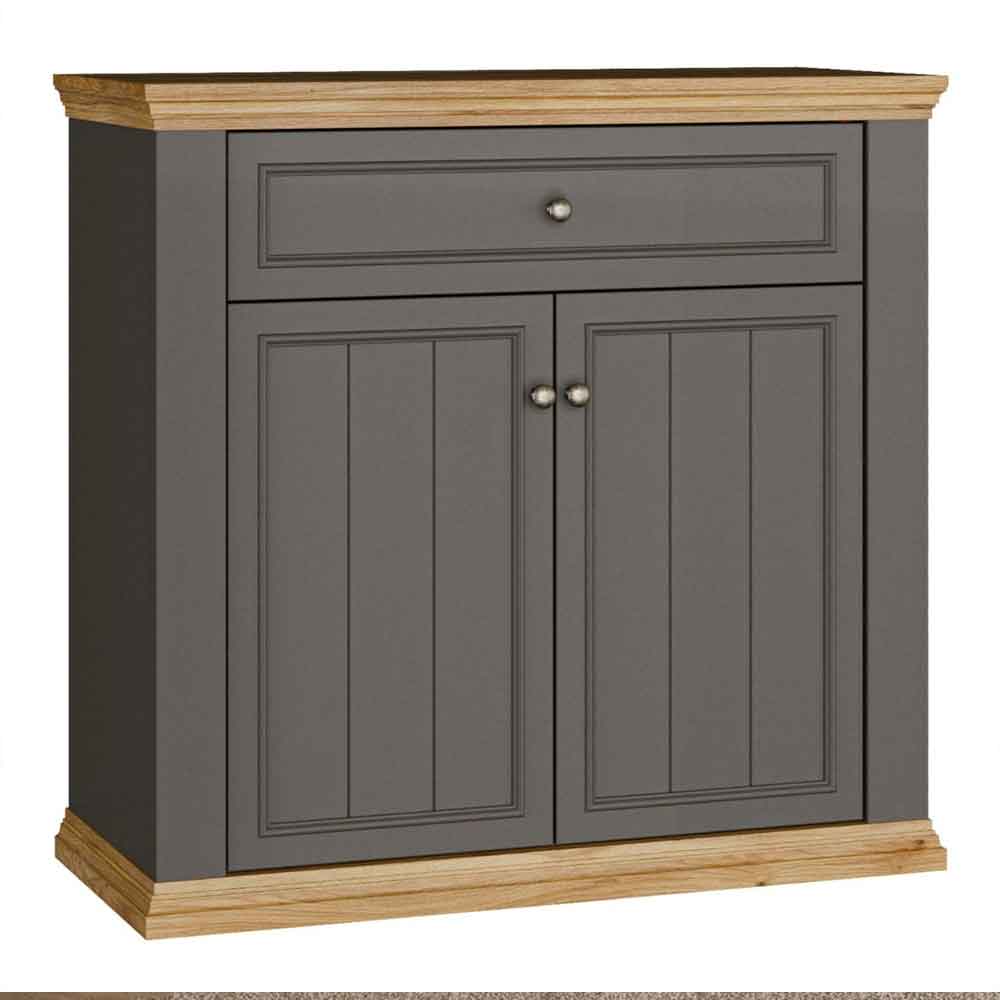 Parenzo Wooden Sideboard with 2 Doors 1 Drawer in Wolfram Grey and Mauvella Oak