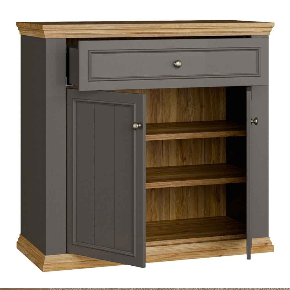 Parenzo Wooden Sideboard with 2 Doors 1 Drawer in Wolfram Grey and Mauvella Oak