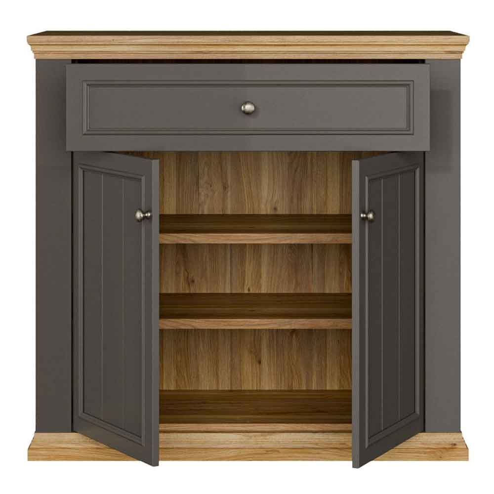 Parenzo Wooden Sideboard with 2 Doors 1 Drawer in Wolfram Grey and Mauvella Oak