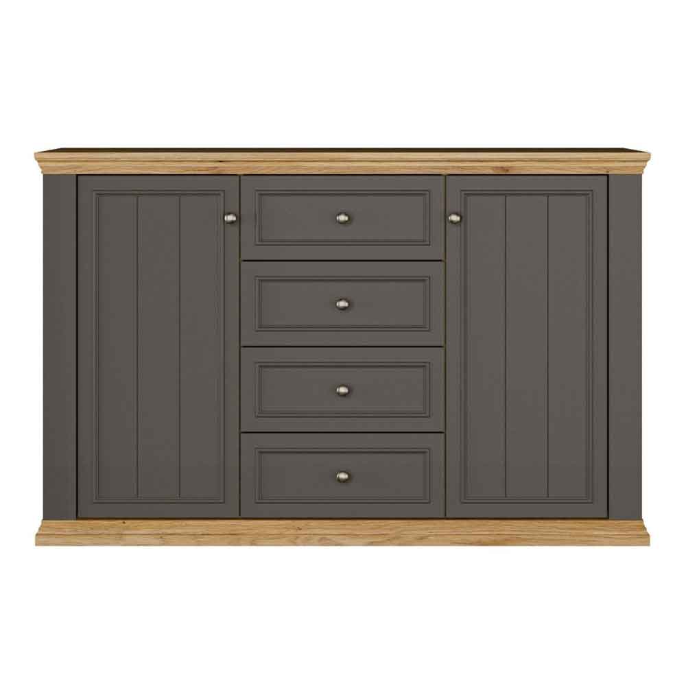 Parenzo Wooden Sideboard with 2 Doors 4 Drawers in Wolfram and Mauvella Oak