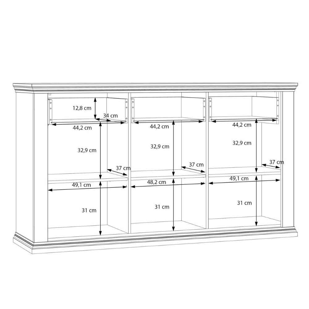 Parenzo Wooden Sideboard with 3 Doors 3 Drawers in White and Riva Oak