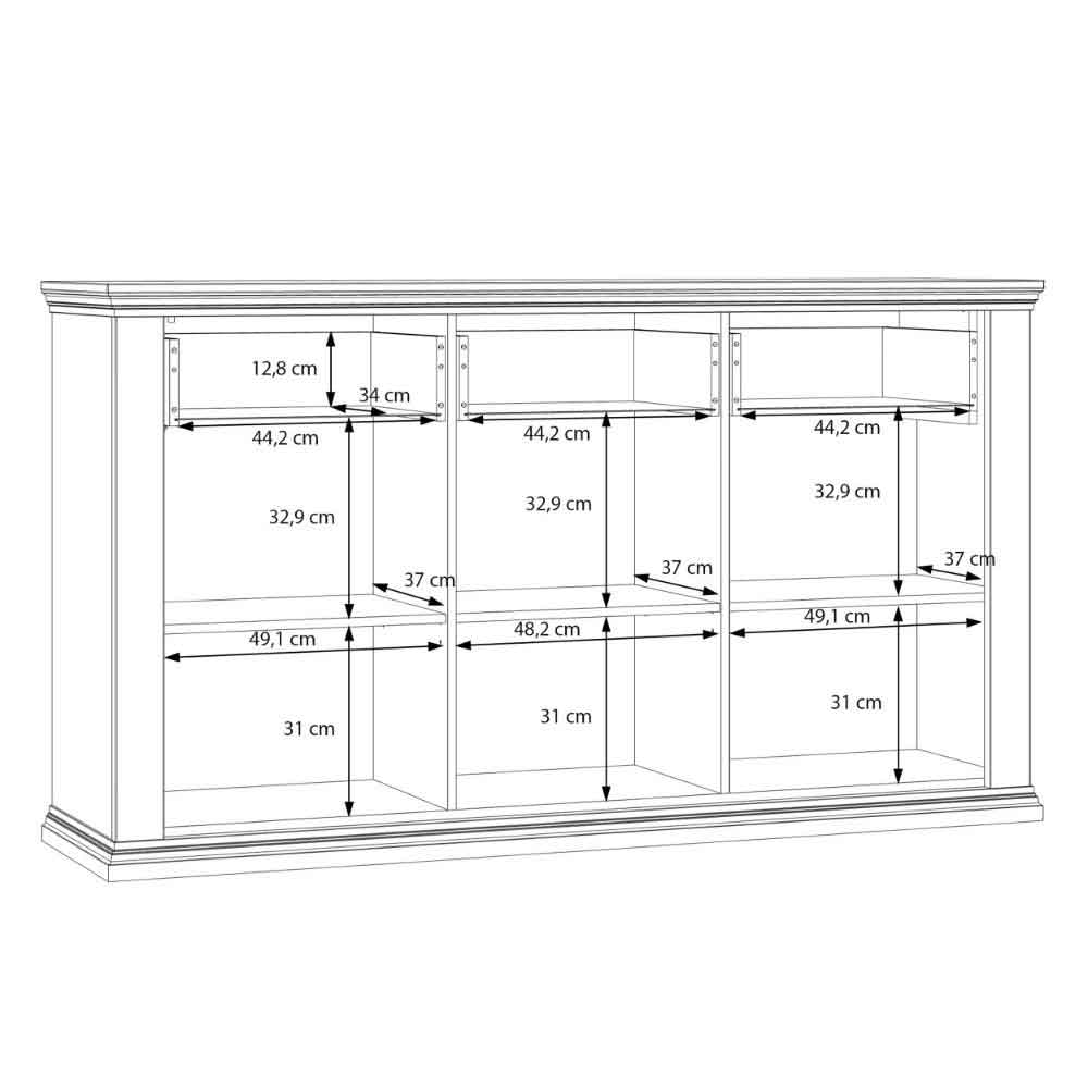 Parenzo Wooden Sideboard with 3 Doors 3 Drawers in Wolfram Grey and Mauvella Oak