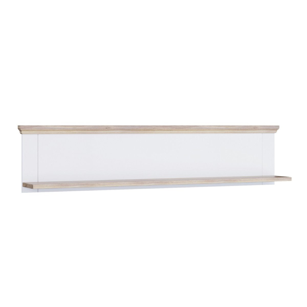 Parenzo Wooden Wall Shelf in White and Riva Oak