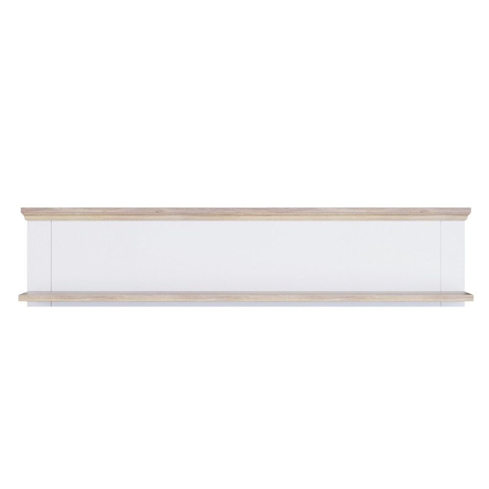 Parenzo Wooden Wall Shelf in White and Riva Oak