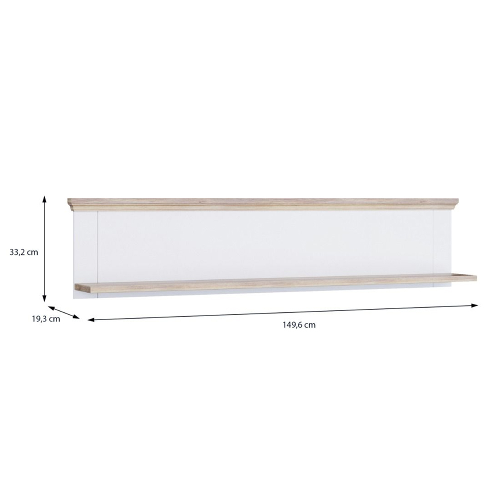 Parenzo Wooden Wall Shelf in White and Riva Oak