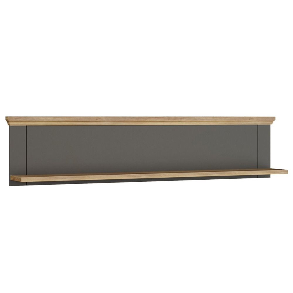 Parenzo Wooden Wall Shelf in Wolfram Grey and Mauvella Oak