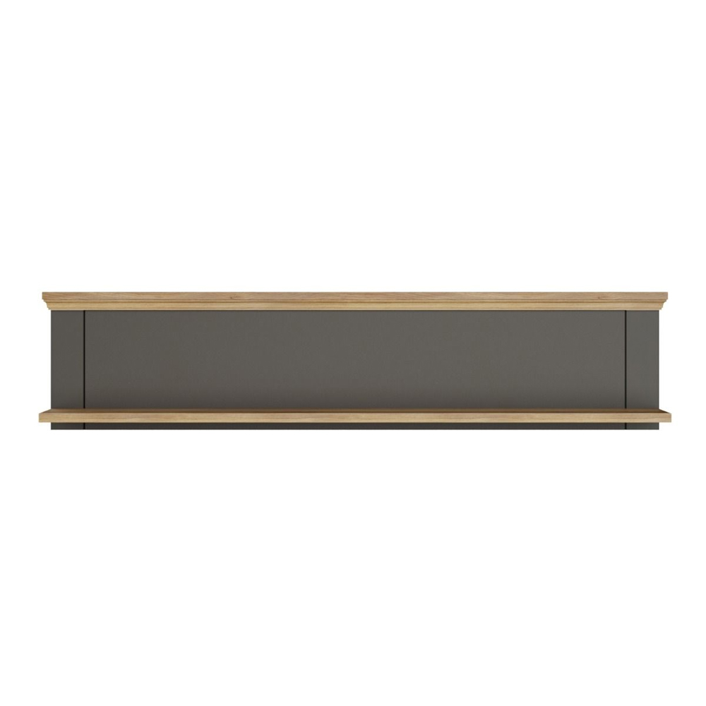 Parenzo Wooden Wall Shelf in Wolfram Grey and Mauvella Oak