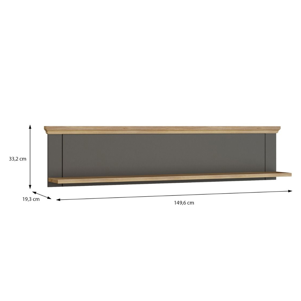 Parenzo Wooden Wall Shelf in Wolfram Grey and Mauvella Oak