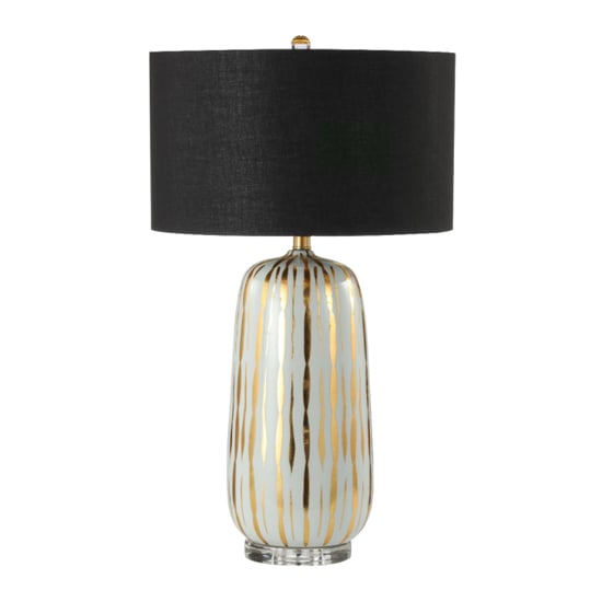 Product photograph of Parikia Black Linen Shade Table Lamp With Gold Ceramic Base from Furniture in Fashion