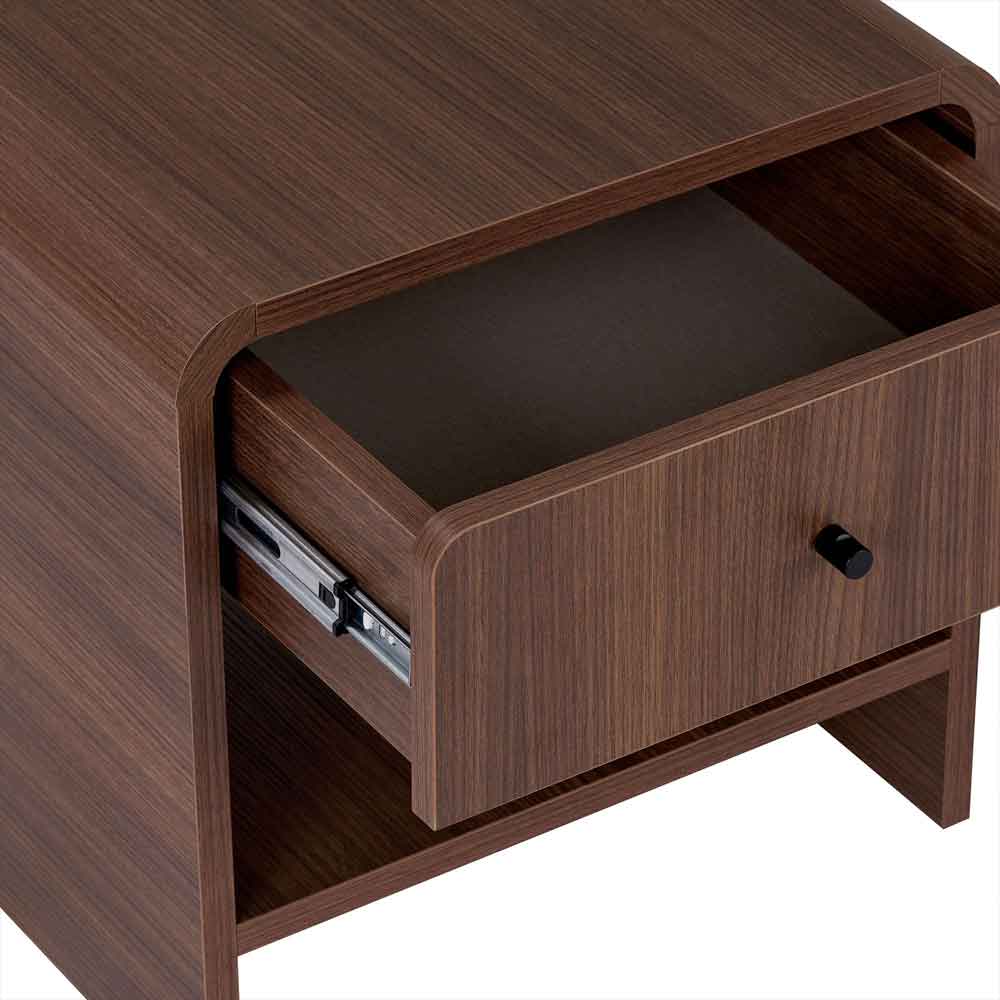 Parila Wooden Bedside Cabinet with 1 Drawer in Milano Walnut