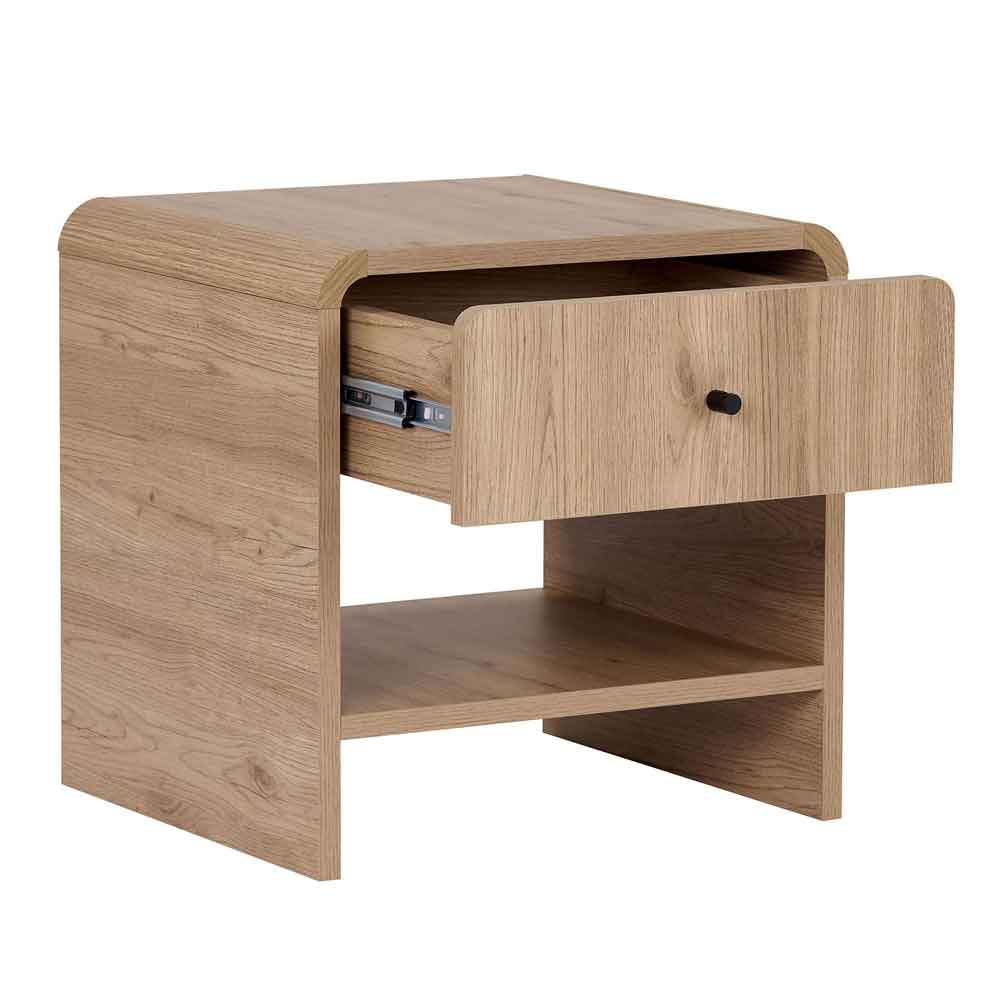 Parila Wooden Bedside Cabinet with 1 Drawer in Sepet Oak