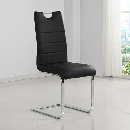 Parini Large Extending Melange Dining Table 8 Petra Black Chairs