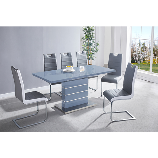 Parini Extending High Gloss Dining Table In Grey With Glass Top_5
