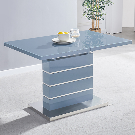 Parini Extending Grey Gloss Dining Table 6 Petra Grey Chairs_3