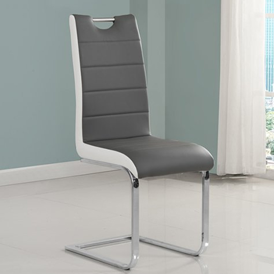 Parini Extending Grey Gloss Dining Table 6 Petra Grey Chairs_5