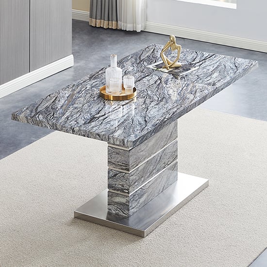 Parini Small Extending Melange Dining Table 4 Petra Grey Chairs
