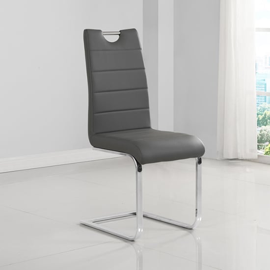 Parini Small Extending Melange Dining Table 4 Petra Grey Chairs