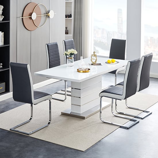 Photo of Parini extendable dining table 6 symphony black white chairs