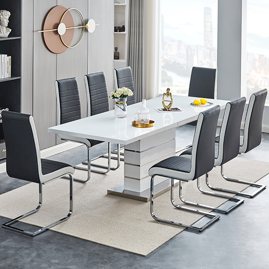 Photo of Parini extendable dining table 8 symphony black white chairs