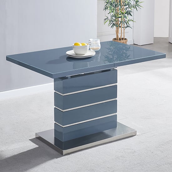 Parini Extending Grey Gloss Dining Table 6 Vesta Grey Chairs
