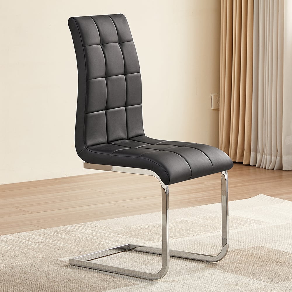 Parini Extending Grey High Gloss Dining Table 4 Paris Black Chairs