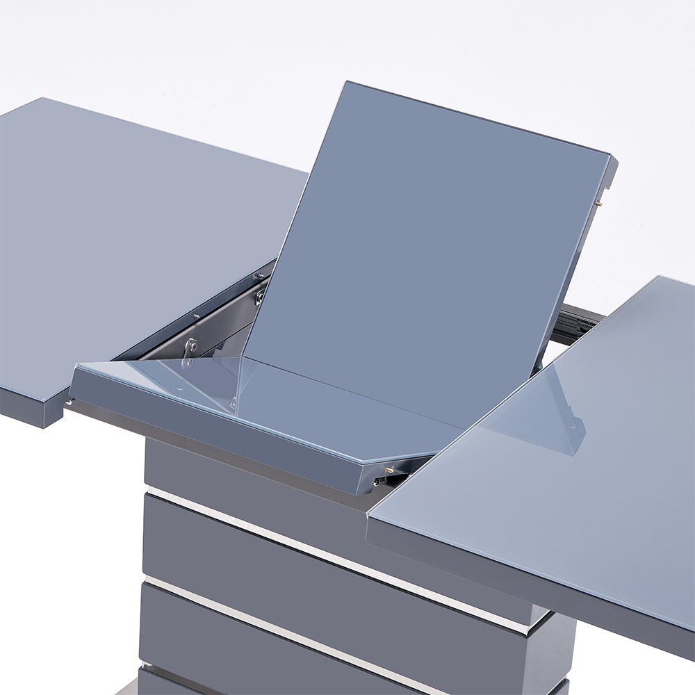 Parini Extending High Gloss Dining Table In Grey With Glass Top