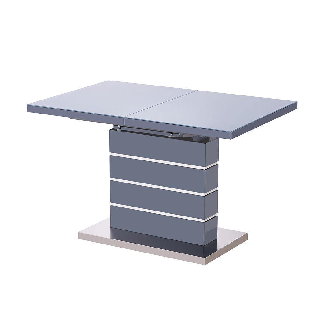Parini Extending High Gloss Dining Table In Grey With Glass Top