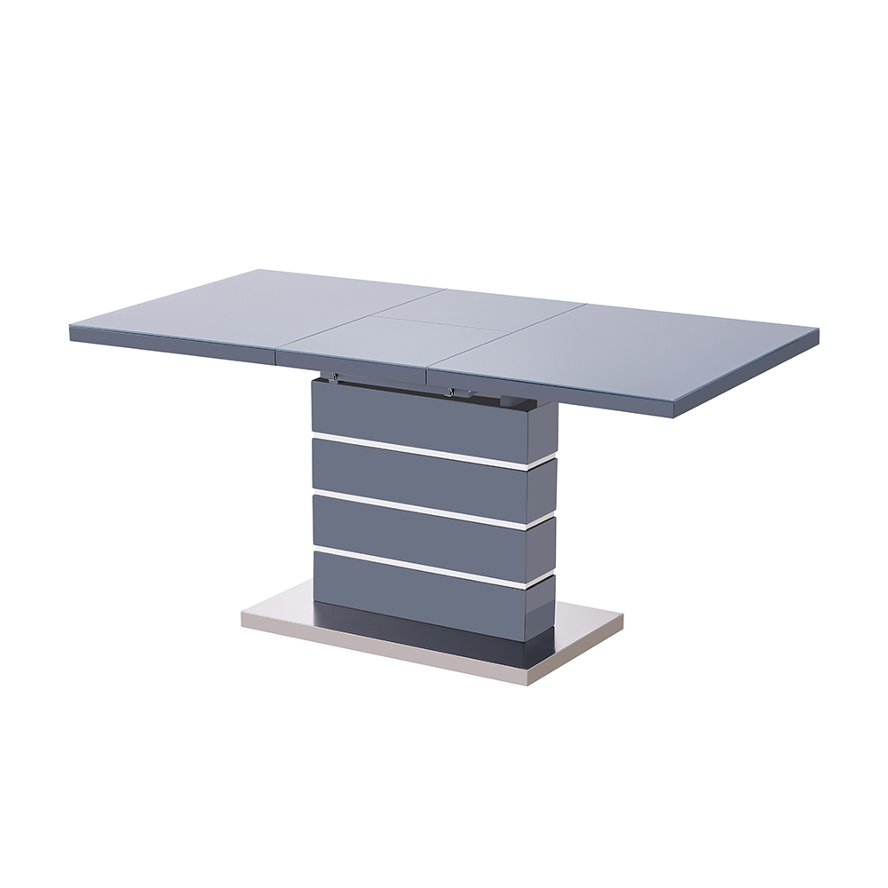 Parini Extending High Gloss Dining Table In Grey With Glass Top