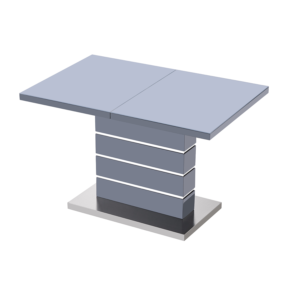 Parini Extending High Gloss Dining Table In Grey With Glass Top
