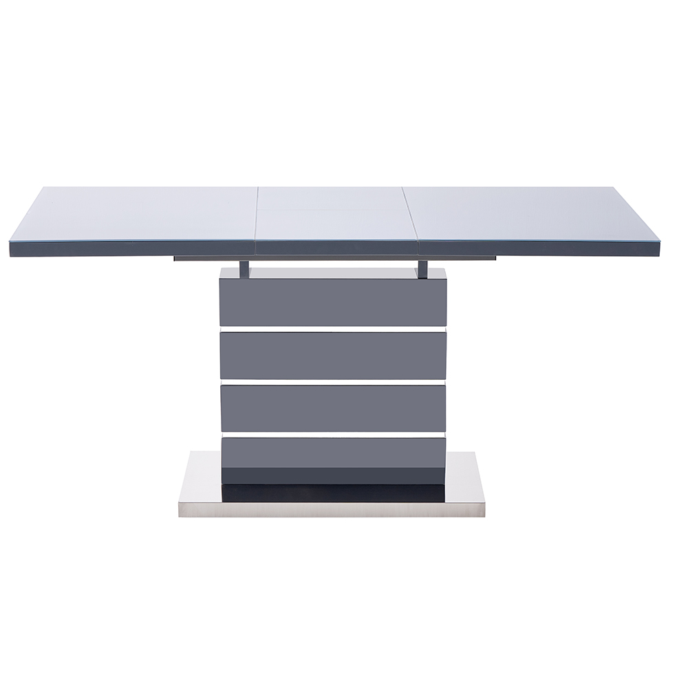 Parini Extending High Gloss Dining Table In Grey With Glass Top