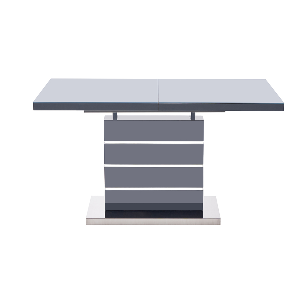 Parini Extending High Gloss Dining Table In Grey With Glass Top