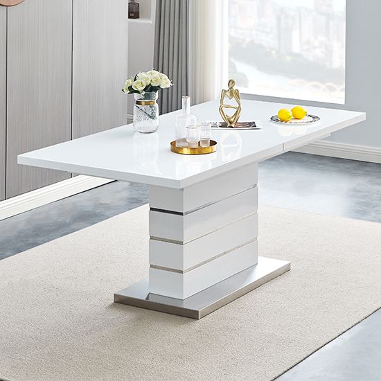 Read more about Parini extendable high gloss dining table large in white