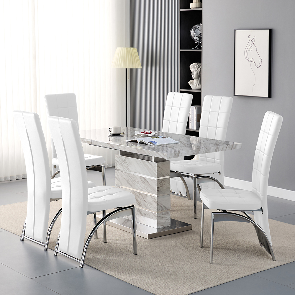 Read more about Parini large extending magnesia dining table 6 ravenna white chairs