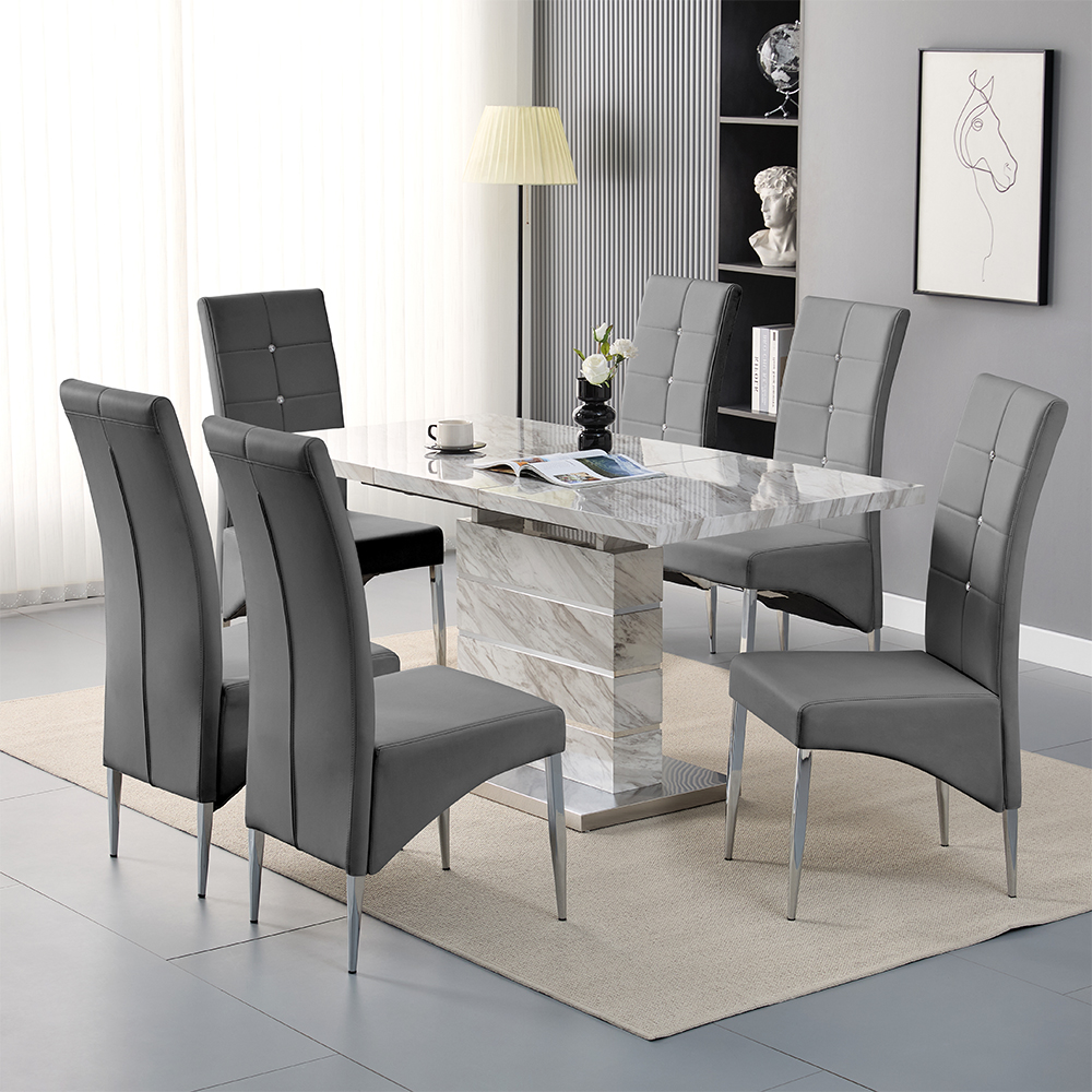 Read more about Parini large extending magnesia dining table 6 vesta grey chairs