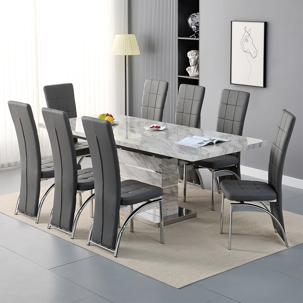 Read more about Parini large extending magnesia dining table 8 ravenna grey chairs