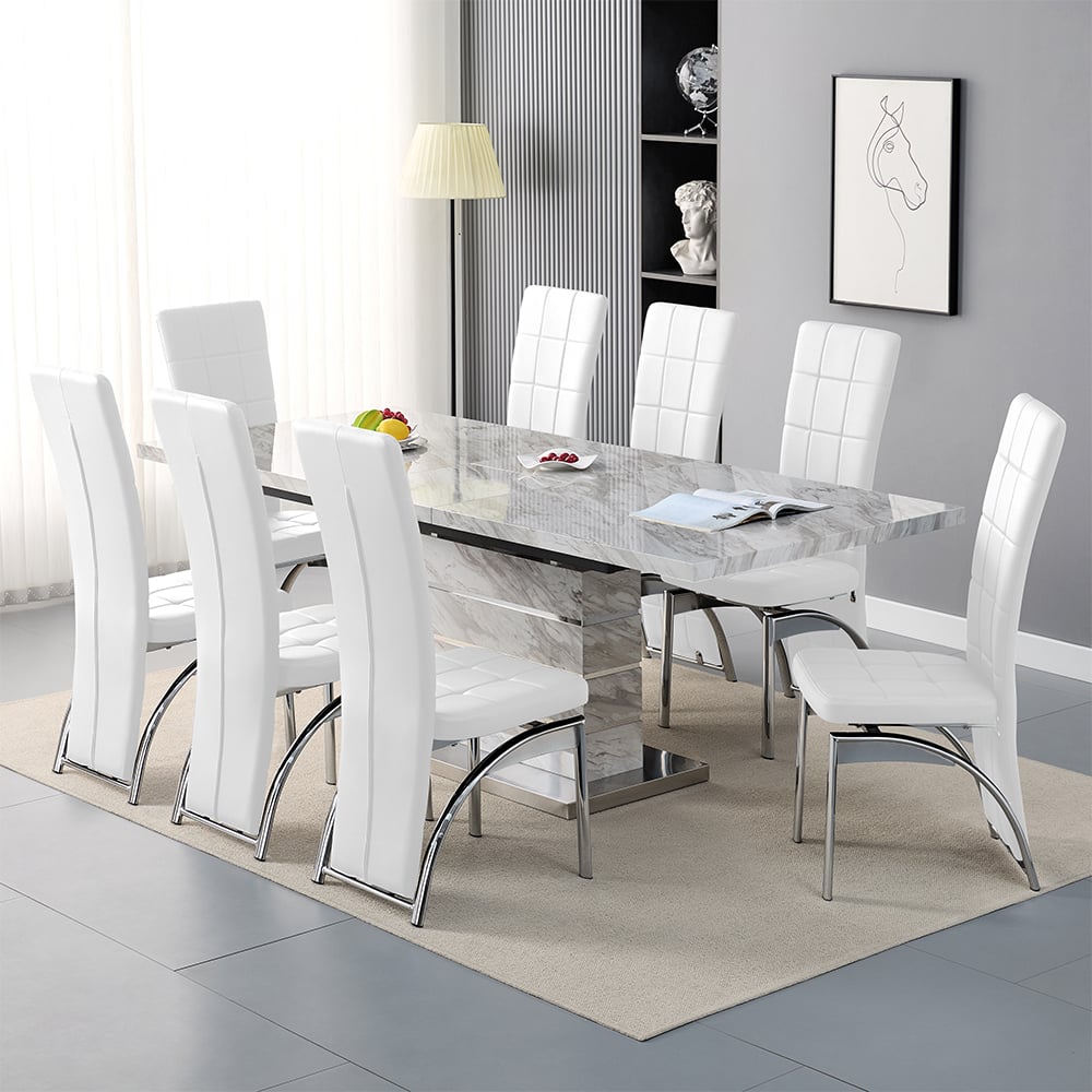 Read more about Parini large extending magnesia dining table 8 ravenna white chairs