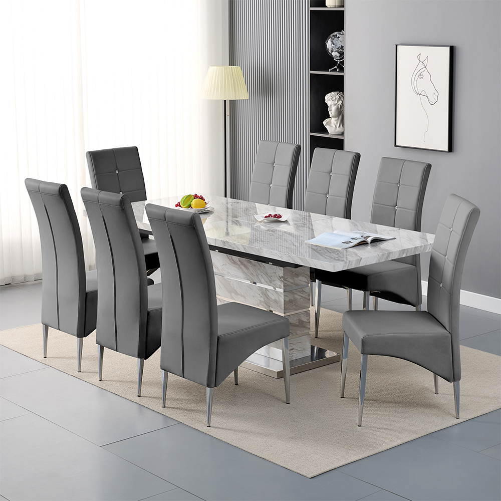 Read more about Parini large extending magnesia dining table 8 vesta grey chairs