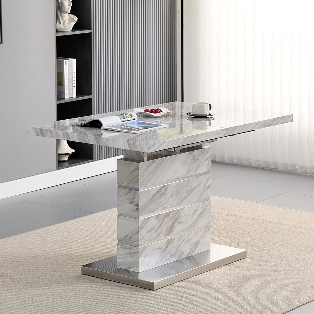 Parini Small Extending Magnesia Dining Table 4 Demi Grey Chairs