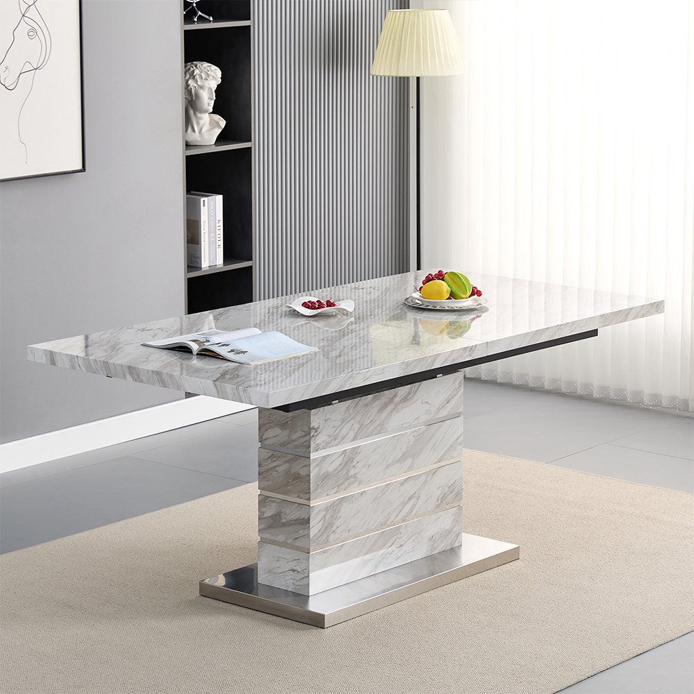 Parini Small Extending Magnesia Dining Table 4 Ravenna Grey Chairs