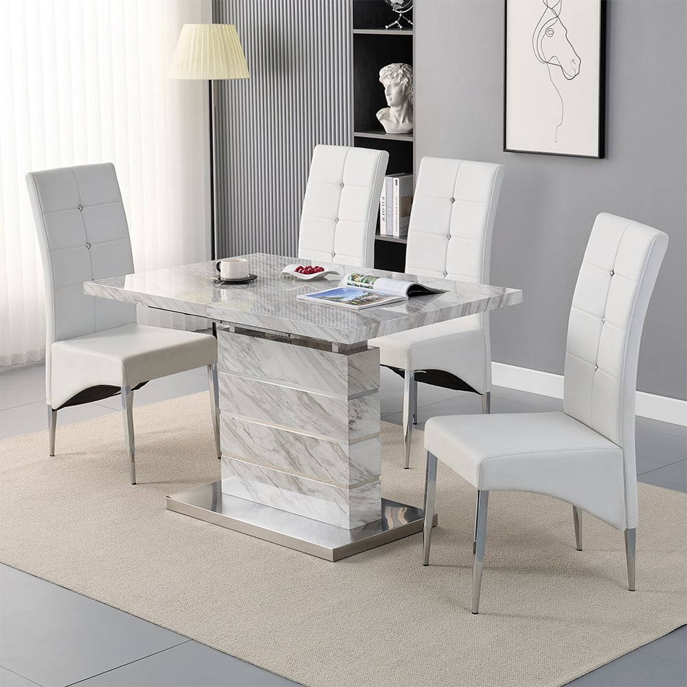 Read more about Parini small extending magnesia dining table 4 vesta white chairs