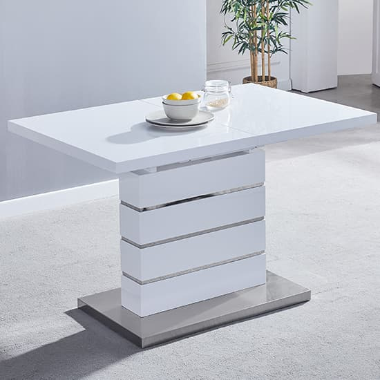 Parini Extending White Gloss Dining Table 8 Vesta Black Chairs_3