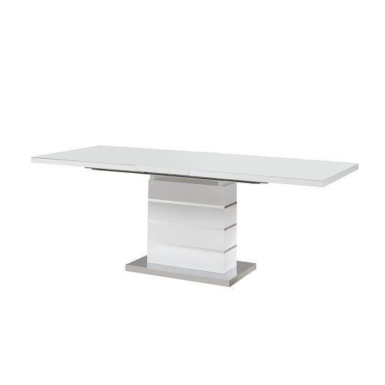 Parini Large Extendable Dining Table In White High Gloss With Glass Top