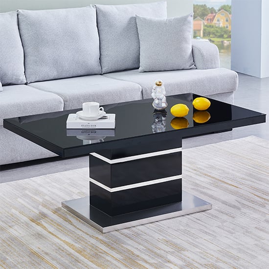 Parini High Gloss Coffee Table In Black With Glass Top_1