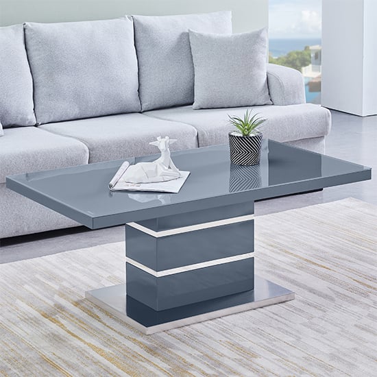 Parini High Gloss Coffee Table In Grey With Glass Top_1