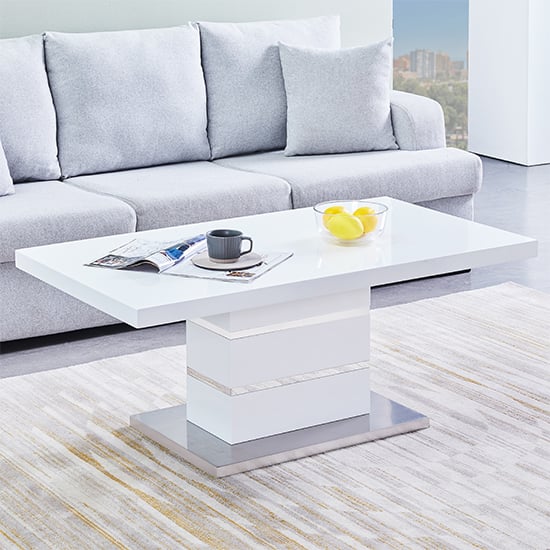 Parini High Gloss Coffee Table In White With Glass Top