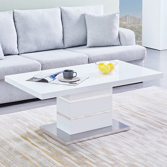 Photo of Parini rectangular high gloss coffee table in white